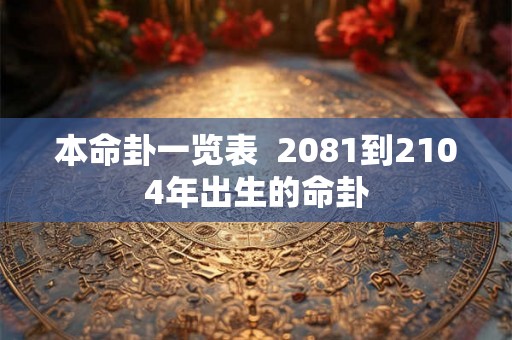 本命卦一览表  2081到2104年出生的命卦