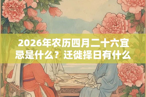 2026年农历四月二十六宜忌是什么?迁徙择日有什么禁忌? 2026年农历四月二十六宜忌是什么?迁徙择日有什么禁忌?