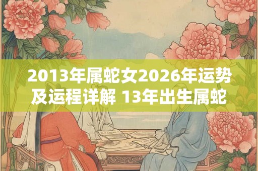2013年属蛇女2026年运势及运程详解 13年出生属蛇人2026全年每月运势女性
