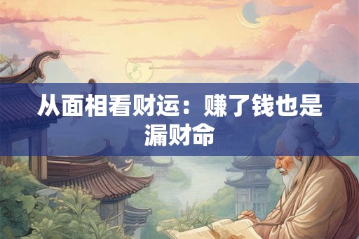 从面相看财运:赚了钱也是漏财命 从面相看财运:赚了钱也是漏财命