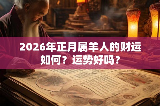 2026年正月属羊人的财运如何？运势好吗？