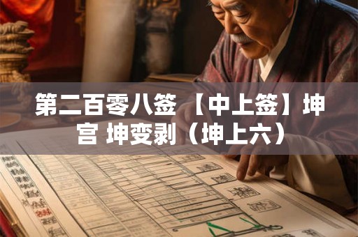 第二百零八签 【中上签】坤宫 坤变剥（坤上六）