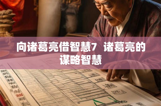 向诸葛亮借智慧7  诸葛亮的谋略智慧