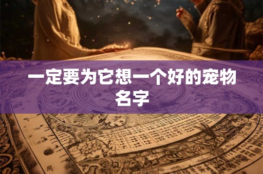 一定要为它想一个好的宠物名字