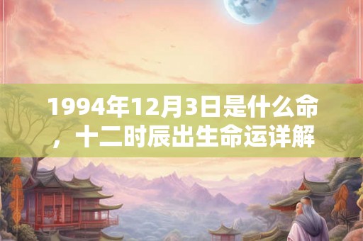 1994年12月3日是什么命，十二时辰出生命运详解
