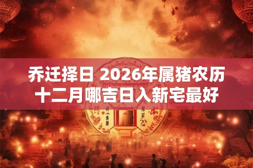 乔迁择日 2026年属猪农历十二月哪吉日入新宅最好