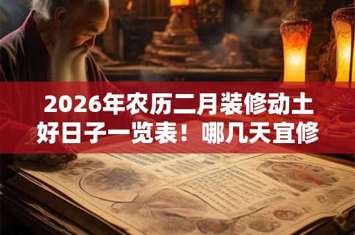 2026年农历二月装修动土好日子一览表！哪几天宜修造