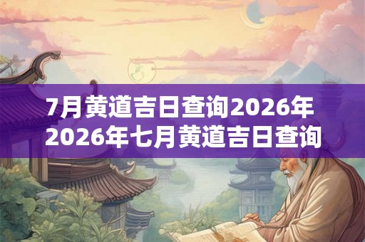 7月黄道吉日查询2026年 2026年七月黄道吉日查询