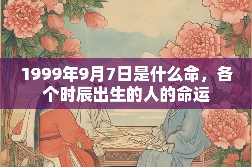 1999年9月7日是什么命，各个时辰出生的人的命运