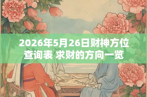 2026年5月26日财神方位查询表 求财的方向一览