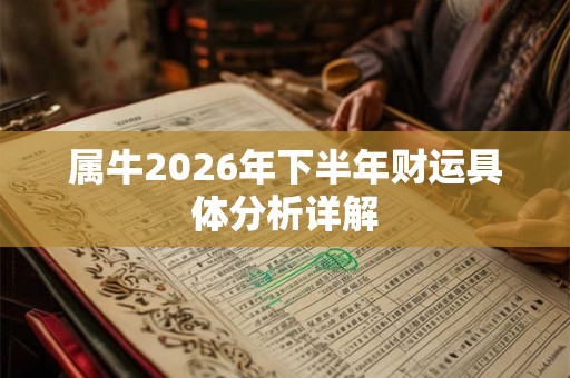 属牛2026年下半年财运具体分析详解