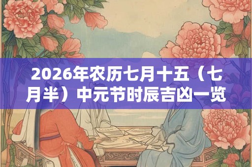 2026年农历七月十五（七月半）中元节时辰吉凶一览！