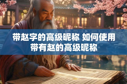 带赵字的高级昵称 如何使用带有赵的高级昵称