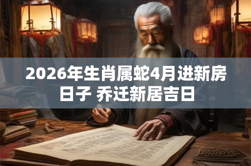 2026年生肖属蛇4月进新房日子 乔迁新居吉日 2026年生肖属蛇4月进新房日子 乔迁新居吉日