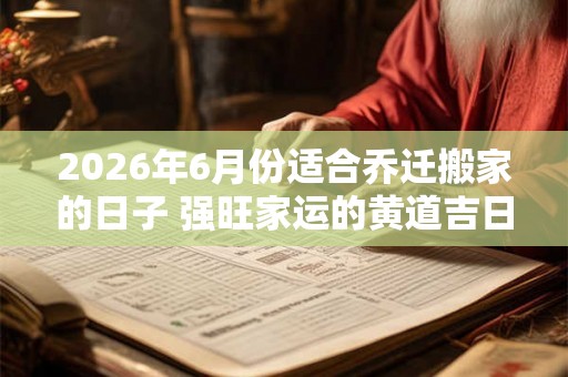 2026年6月份适合乔迁搬家的日子 强旺家运的黄道吉日