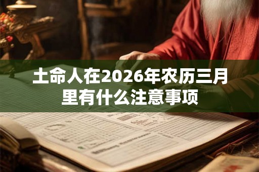 土命人在2026年农历三月里有什么注意事项