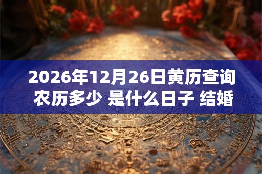 2026年12月26日黄历查询 农历多少 是什么日子 结婚吉时