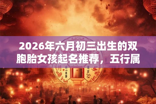 2026年六月初三出生的双胞胎女孩起名推荐，五行属什么