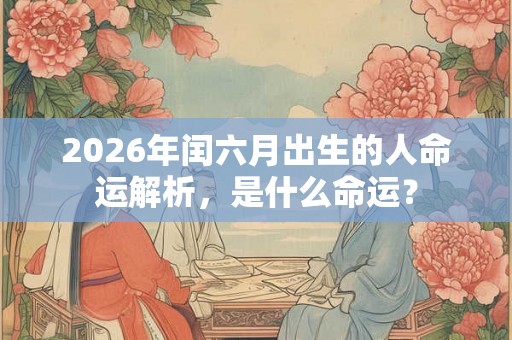 2026年闰六月出生的人命运解析，是什么命运？