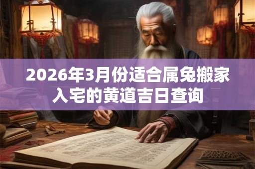 2026年3月份适合属兔搬家入宅的黄道吉日查询 2026年3月份适合属兔搬家入宅的黄道吉日查询