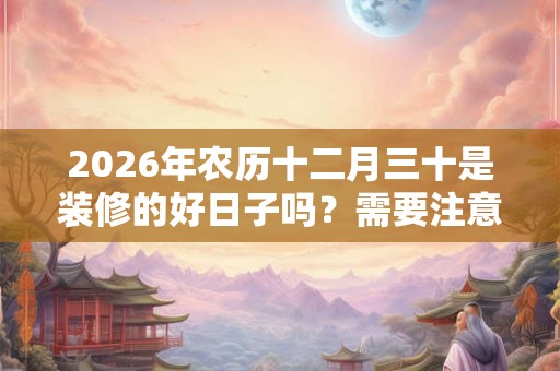 2026年农历十二月三十是装修的好日子吗？需要注意什么吗？