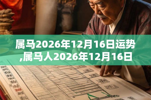 属马2026年12月16日运势,属马人2026年12月16日财运,生肖马2026年12月16日运势