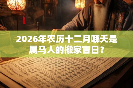 2026年农历十二月哪天是属马人的搬家吉日？