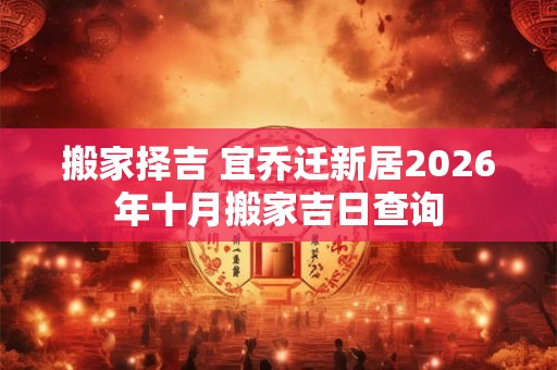 搬家择吉 宜乔迁新居2026年十月搬家吉日查询