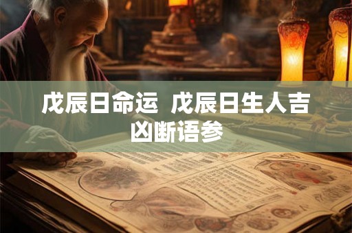 戊辰日命运  戊辰日生人吉凶断语参