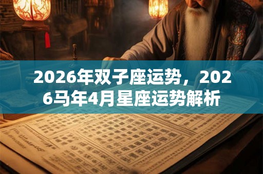 2026年双子座运势，2026马年4月星座运势解析
