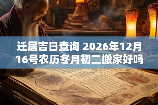 迁居吉日查询 2026年12月16号农历冬月初二搬家好吗 迁居吉日查询 2026年12月16号农历冬月初二搬家好吗