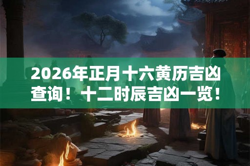 2026年正月十六黄历吉凶查询！十二时辰吉凶一览！