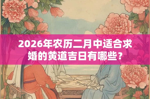 2026年农历二月中适合求婚的黄道吉日有哪些？