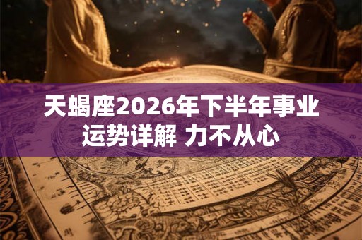 天蝎座2026年下半年事业运势详解 力不从心