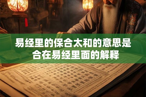 易经里的保合太和的意思是  合在易经里面的解释