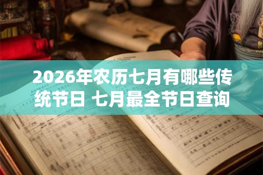 2026年农历七月有哪些传统节日 七月最全节日查询