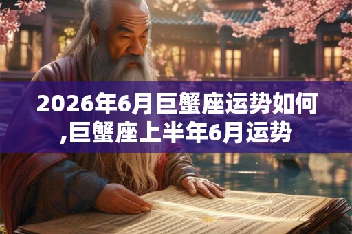 2026年6月巨蟹座运势如何,巨蟹座上半年6月运势
