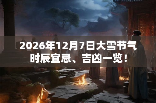 2026年12月7日大雪节气时辰宜忌、吉凶一览！
