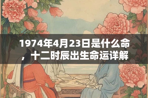 1974年4月23日是什么命，十二时辰出生命运详解