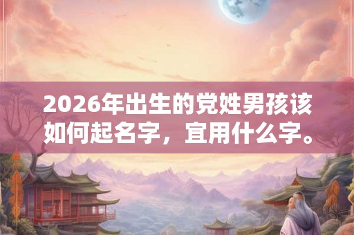 2026年出生的党姓男孩该如何起名字,宜用什么字。 2026年出生的党姓男孩该如何起名字,宜用什么字。