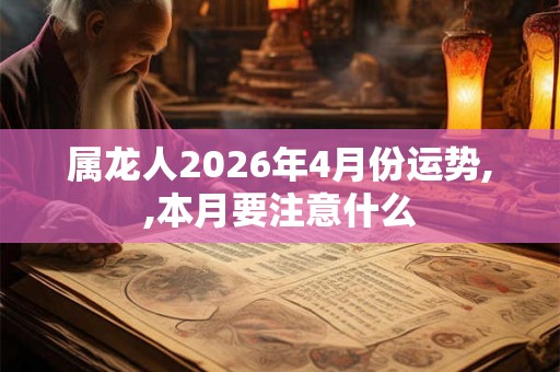 属龙人2026年4月份运势,,本月要注意什么