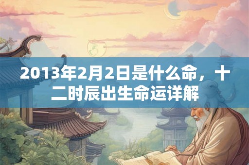2013年2月2日是什么命，十二时辰出生命运详解