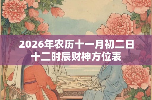 2026年农历十一月初二日十二时辰财神方位表