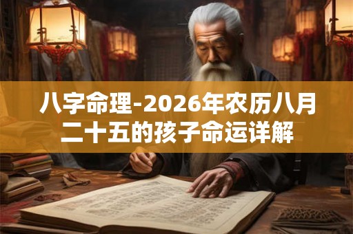 八字命理-2026年农历八月二十五的孩子命运详解