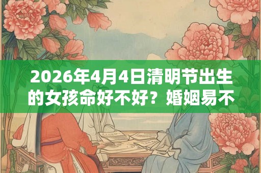 2026年4月4日清明节出生的女孩命好不好？婚姻易不顺吗？