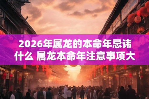 2026年属龙的本命年忌讳什么 属龙本命年注意事项大全 2026年属龙的本命年忌讳什么 属龙本命年注意事项大全