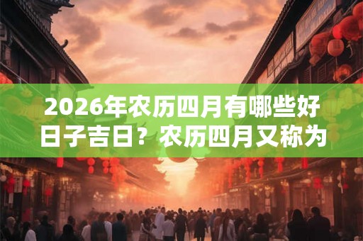 2026年农历四月有哪些好日子吉日?农历四月又称为什么月? 2026年农历四月有哪些好日子吉日?农历四月又称为什么月?