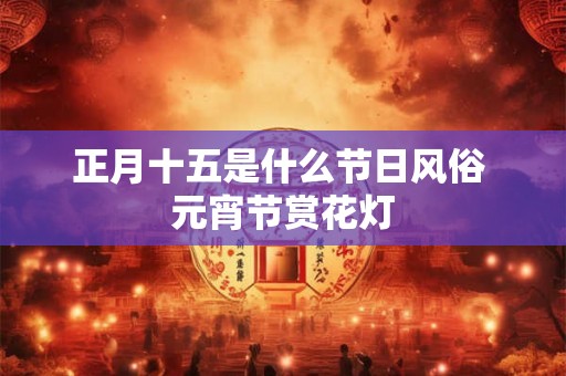 正月十五是什么节日风俗 元宵节赏花灯