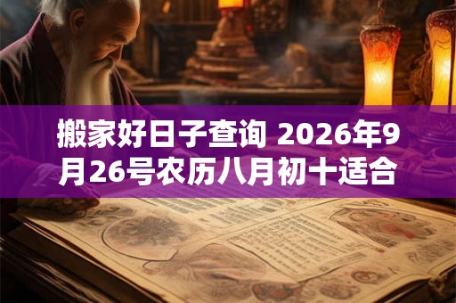 搬家好日子查询 2026年9月26号农历八月初十适合乔迁吗