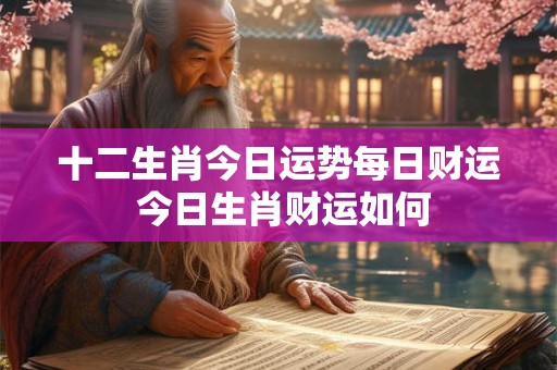 十二生肖今日运势每日财运 今日生肖财运如何